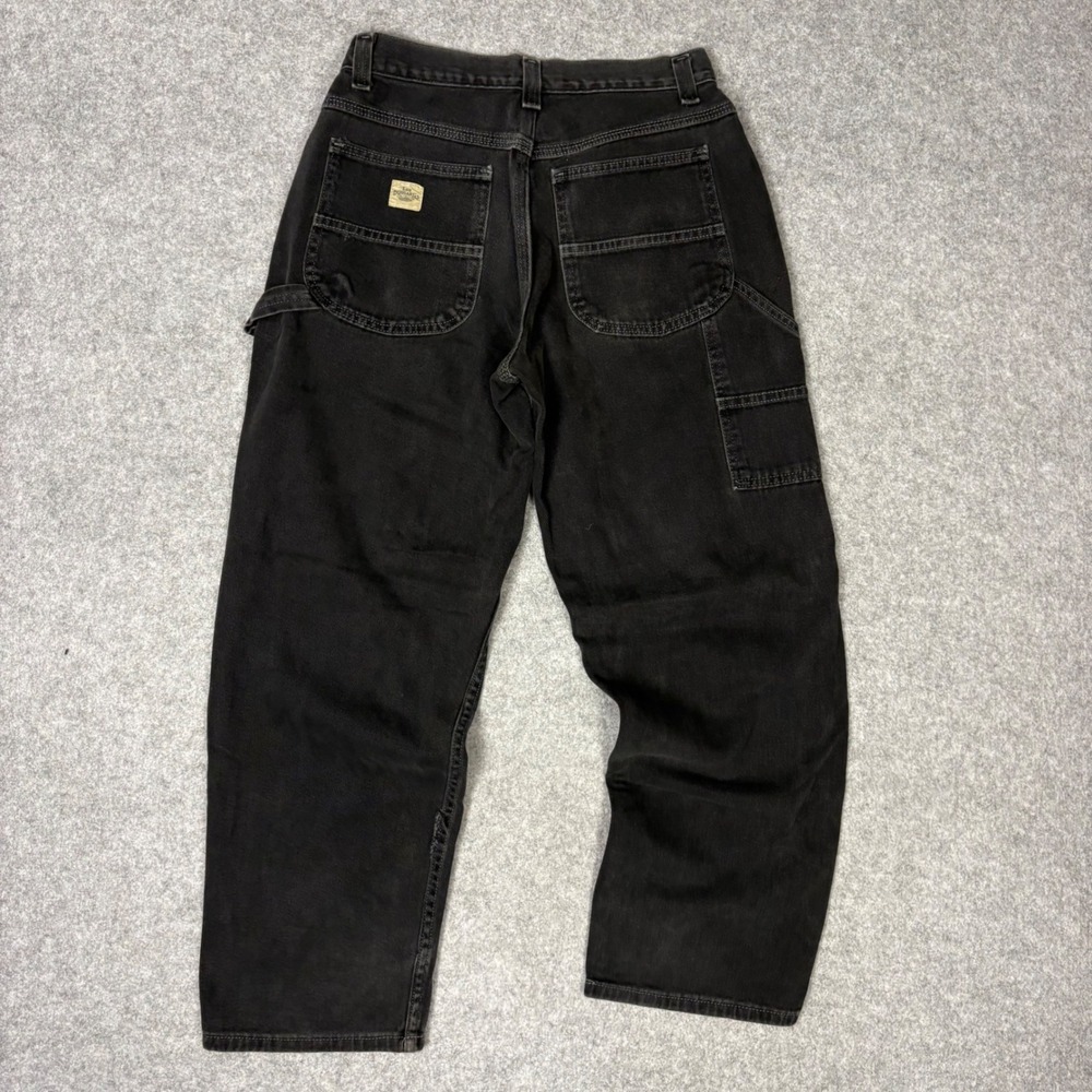 Lee Dungarees Mens Black Carpenter Jeans Relaxed Fit Workwear Pants 29x30